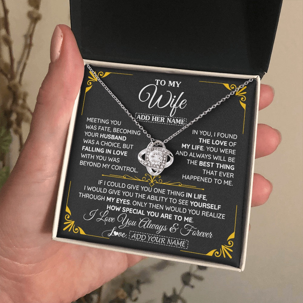 Love Knot Necklace 14K White Gold Finish | 2 | Personalized Jewelry To My Wife Necklace From Husband Metting You Gift For Wife Romantic Birthday Valentines For Her Christmas Custom Gift Box Message Card | https://siriusteestore.