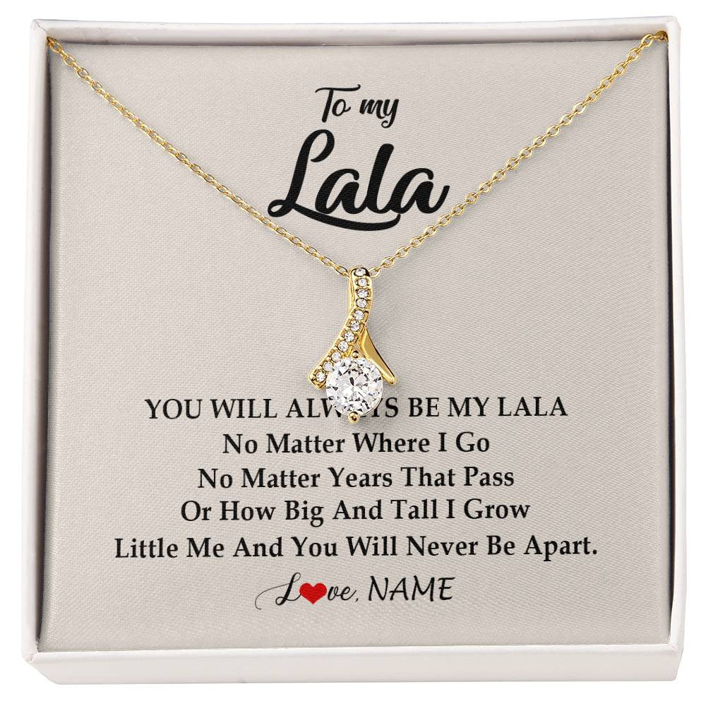 Alluring Beauty Necklace 18K Yellow Gold Finish | Personalized Lala Necklace From Grandkids Granddaughter Grandson You Will Always Be My Lala Birthday Mothers Day Christmas Customized Gift Box Message Card | siriusteestore