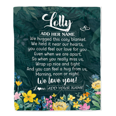 Personalized Lolly Blanket From Granddaughter Grandchildren Floral Green We Love You Lolly Birthday Gifts Mothers Day Christmas Customized Fleece Blanket | siriusteestore