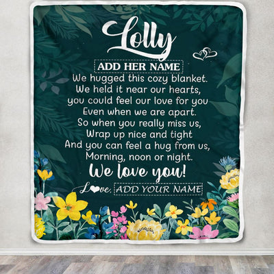 Personalized Lolly Blanket From Granddaughter Grandchildren Floral Green We Love You Lolly Birthday Gifts Mothers Day Christmas Customized Fleece Blanket | siriusteestore