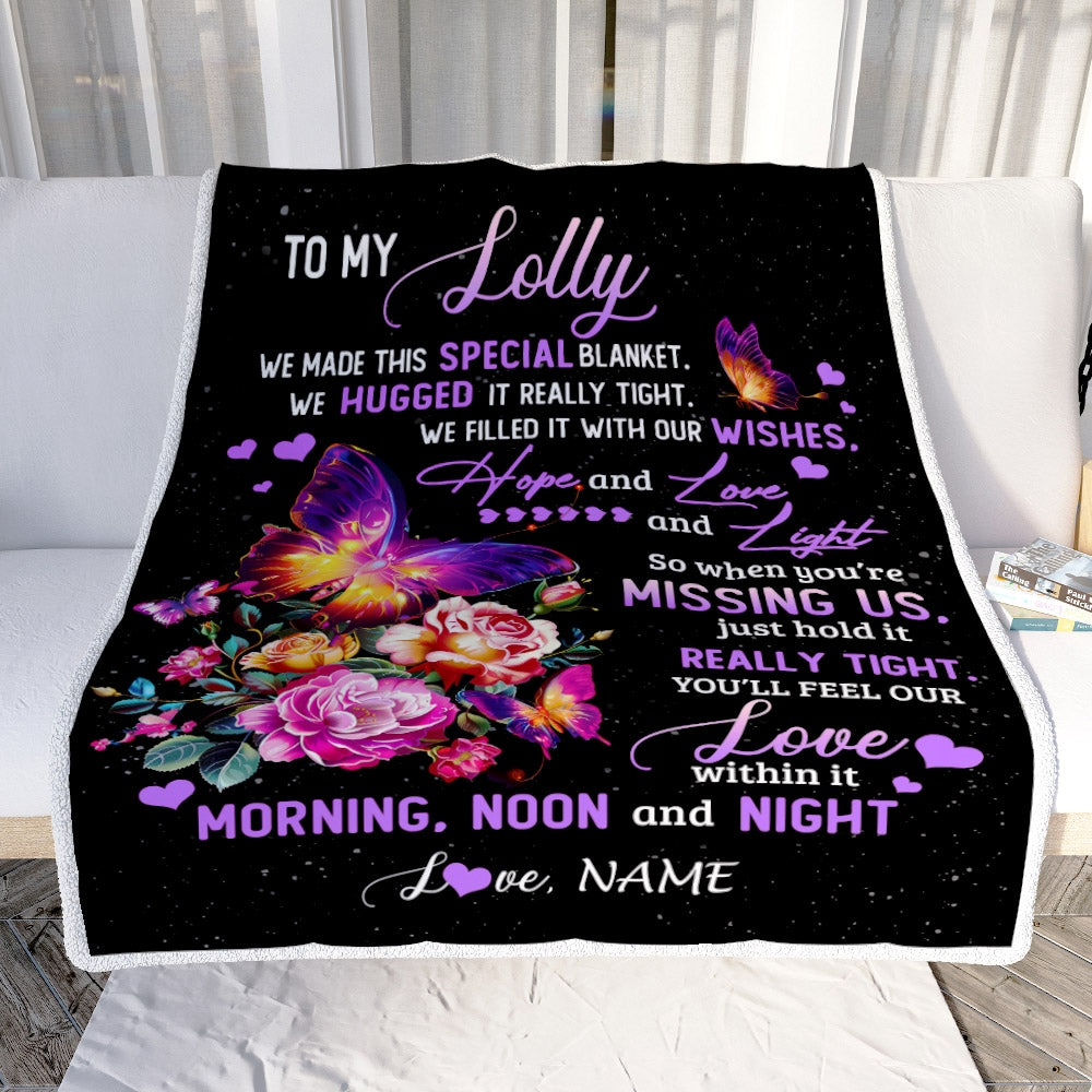 Personalized Lolly Blanket From Grandkids Granddaughter We Made This Special Blanket Flower Lolly Birthday Mothers Day Christmas Customized Fleece Blanket | siriusteestore