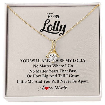 Alluring Beauty Necklace 18K Yellow Gold Finish | Personalized Lolly Necklace From Grandkids Granddaughter Grandson You Will Always Be My Lolly Birthday Mothers Day Christmas Customized Gift Box Message Card | siriusteestore