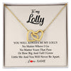 Interlocking Hearts Necklace 18K Yellow Gold Finish | Personalized Lolly Necklace From Grandkids Granddaughter Grandson You Will Always Be My Lolly Birthday Mothers Day Christmas Customized Gift Box Message Card | siriusteestore
