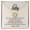 Love Knot Necklace 18K Yellow Gold Finish | Personalized Lolly Necklace From Grandkids Granddaughter Grandson You Will Always Be My Lolly Birthday Mothers Day Christmas Customized Gift Box Message Card | siriusteestore
