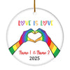 Personalized Love is Love LGBT Ornament Couple LGBTQ Christmas Tree Gay Lesbian Rainbow Friend Lovers Love is Pride Customized Christmas Tree Ornament | siriusteestore