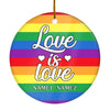 Personalized Love is Love Pride Rainbow LGBT Ornament Couple LGBTQ Gay Lesbian Friend Customized Christmas Tree Ornament | siriusteestore