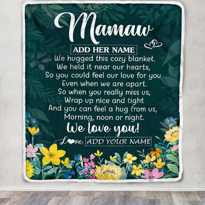 Personalized Mamaw Blanket From Granddaughter Grandchildren Floral Green We Love You Mamaw Birthday Gifts Mothers Day Christmas Customized Fleece Blanket | siriusteestore
