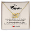 Interlocking Hearts Necklace 18K Yellow Gold Finish | Personalized Mamaw Necklace From Grandkids Granddaughter Grandson You're Always In My Heart Mamaw Birthday Mothers Day Jewelry Customized Gift Box Message Card | siriusteestore