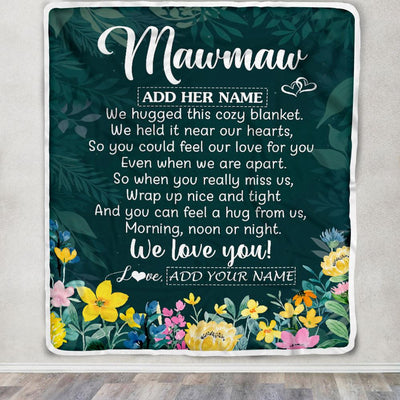 Personalized Mawmaw Blanket From Grandkids Granddaughter Floral Green We Love You Mawmaw Birthday Gifts Mothers Day Christmas Customized Fleece Blanket | siriusteestore