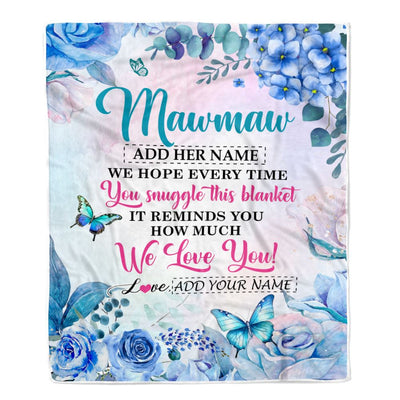 Personalized Mawmaw Blanket From Grandkids Granddaughter Floral Print We Love You Mawmaw Birthday Gifts Mothers Day Christmas Customized Fleece Blanket | siriusteestore