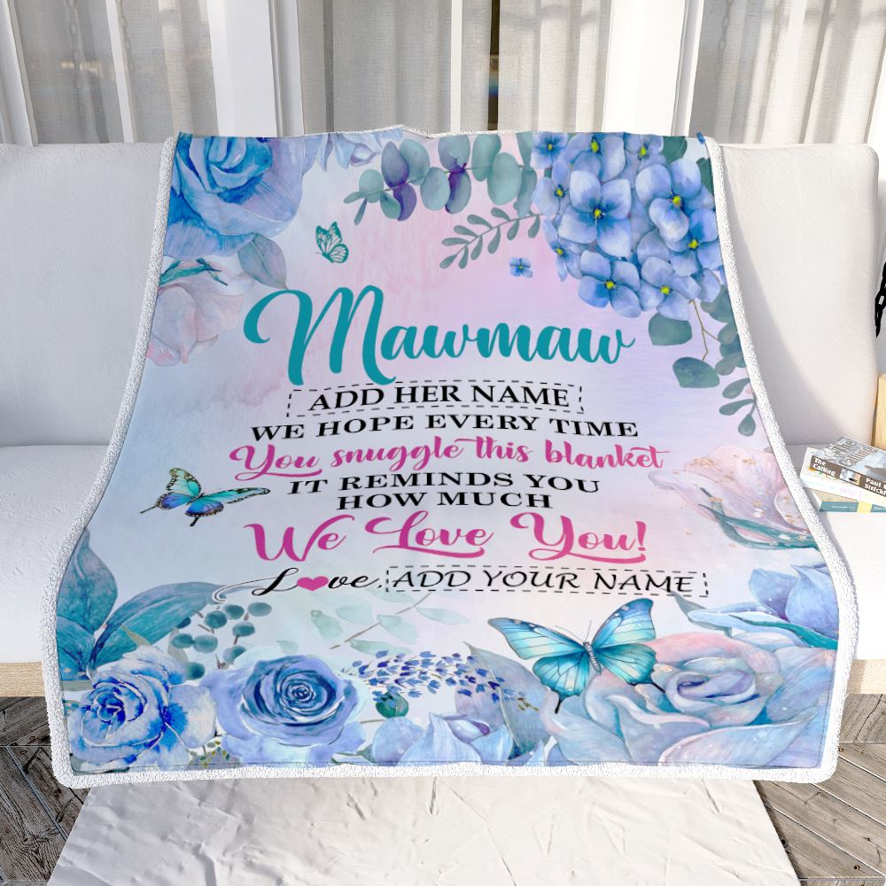 Personalized Mawmaw Blanket From Grandkids Granddaughter Floral Print We Love You Mawmaw Birthday Gifts Mothers Day Christmas Customized Fleece Blanket | siriusteestore