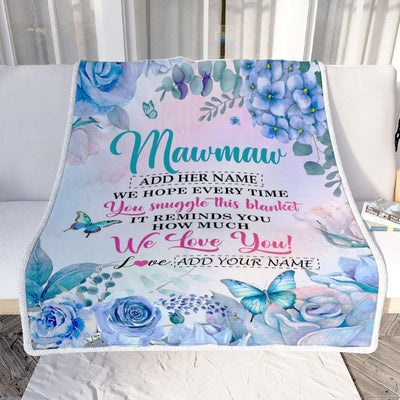 Personalized Mawmaw Blanket From Grandkids Granddaughter Floral Print We Love You Mawmaw Birthday Gifts Mothers Day Christmas Customized Fleece Blanket | siriusteestore