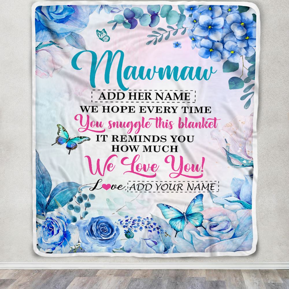 Personalized Mawmaw Blanket From Grandkids Granddaughter Floral Print We Love You Mawmaw Birthday Gifts Mothers Day Christmas Customized Fleece Blanket | siriusteestore