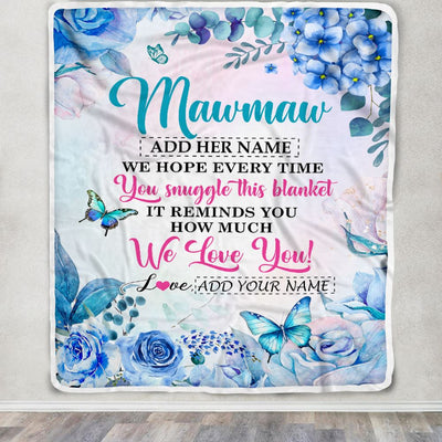 Personalized Mawmaw Blanket From Grandkids Granddaughter Floral Print We Love You Mawmaw Birthday Gifts Mothers Day Christmas Customized Fleece Blanket | siriusteestore