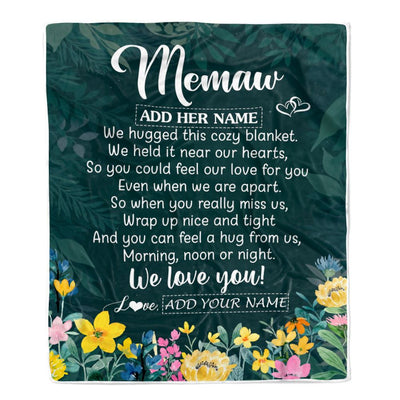 Personalized Memaw Blanket From Granddaughter Grandchildren Floral Green We Love You Memaw Birthday Gifts Mothers Day Christmas Customized Fleece Blanket | siriusteestore