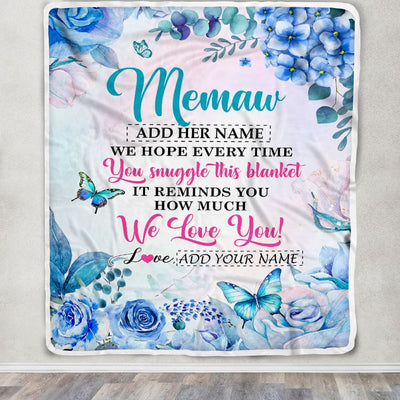 Personalized Memaw Blanket From Grandkids Granddaughter Grandson Floral Print We Love You Memaw Birthday Gifts Mothers Day Christmas Customized Fleece Blanket | siriusteestore