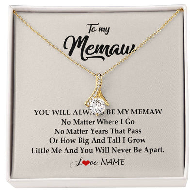 Alluring Beauty Necklace 18K Yellow Gold Finish | Personalized Memaw Necklace From Grandkids Granddaughter Grandson You Will Always Be My Meme Birthday Mothers Day Christmas Customized Gift Box Message Card | siriusteestore