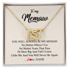 Interlocking Hearts Necklace 18K Yellow Gold Finish | Personalized Memaw Necklace From Grandkids Granddaughter Grandson You Will Always Be My Meme Birthday Mothers Day Christmas Customized Gift Box Message Card | siriusteestore