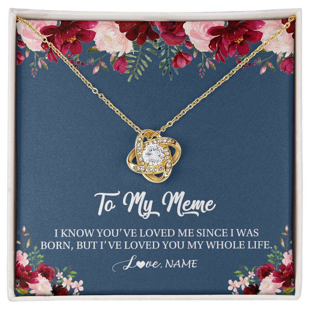 Love Knot Necklace 18K Yellow Gold Finish | Personalized Meme Necklace From Grandkids Granddaughter Grandson I've Loved You My Whole Life Floral Meme Birthday Mothers Day Christmas Customized Message Card | siriusteestore