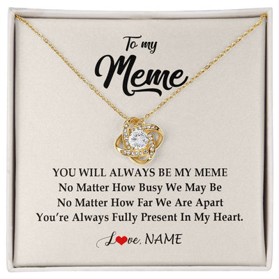 Love Knot Necklace 18K Yellow Gold Finish | Personalized Meme Necklace From Grandkids Granddaughter Grandson You're Always In My Heart Meme Birthday Mothers Day Christmas Customized Gift Box Message Card | siriusteestore