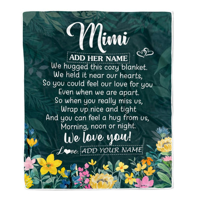 Personalized Mimi Blanket From Granddaughter Grandchildren Floral Green We Love You Mimi Birthday Gifts Mothers Day Christmas Customized Fleece Blanket | siriusteestore