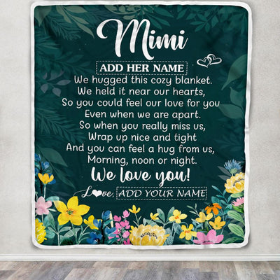 Personalized Mimi Blanket From Granddaughter Grandchildren Floral Green We Love You Mimi Birthday Gifts Mothers Day Christmas Customized Fleece Blanket | siriusteestore