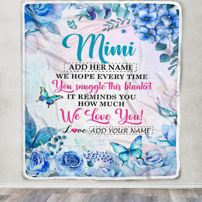Personalized Mimi Blanket From Grandkids Granddaughter Grandson Floral Print We Love You Mimi Birthday Gifts Mothers Day Christmas Customized Fleece Blanket | siriusteestore