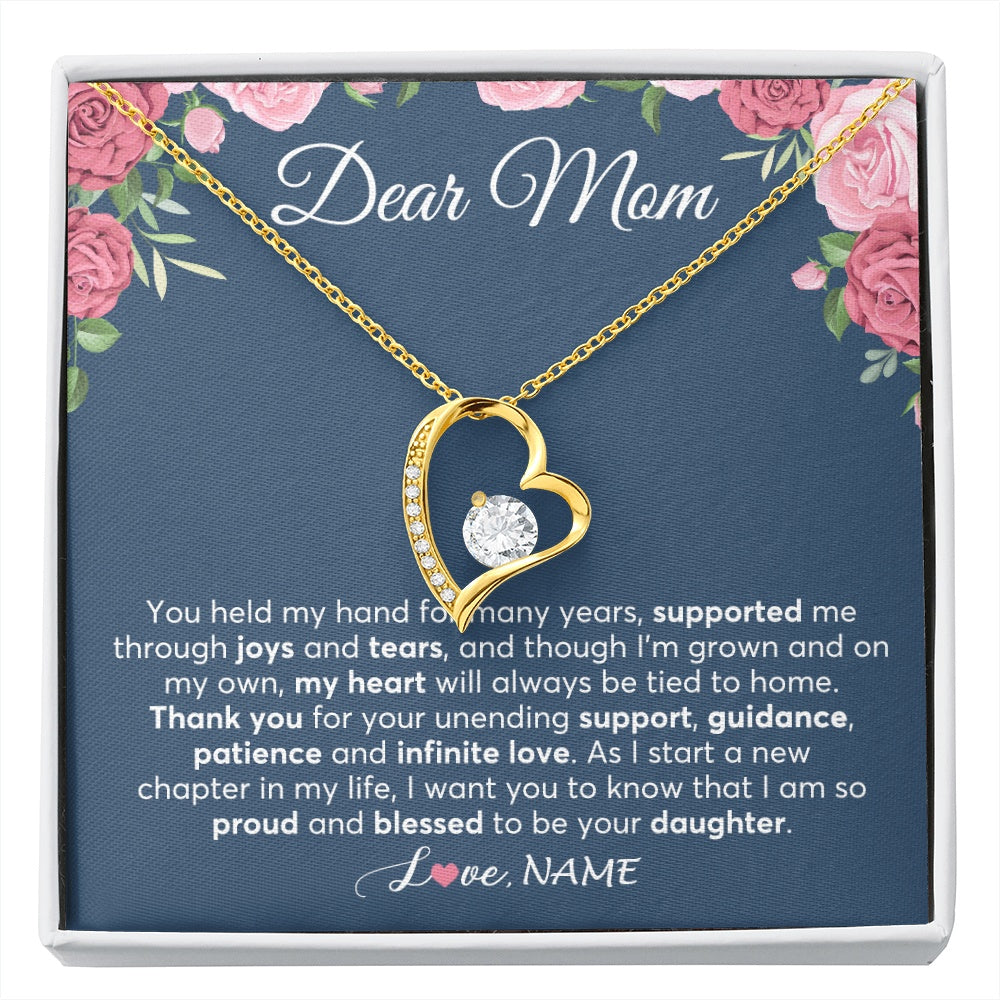 Forever Love Necklace 18K Yellow Gold Finish | 1 | Personalized Mom Mother Of The Bride From Daughter Necklace Thank You Mother And Daughter Wedding Gifts For Mom On Wedding Day Customized Gift Box Message Card | siriusteestore.myshopify
