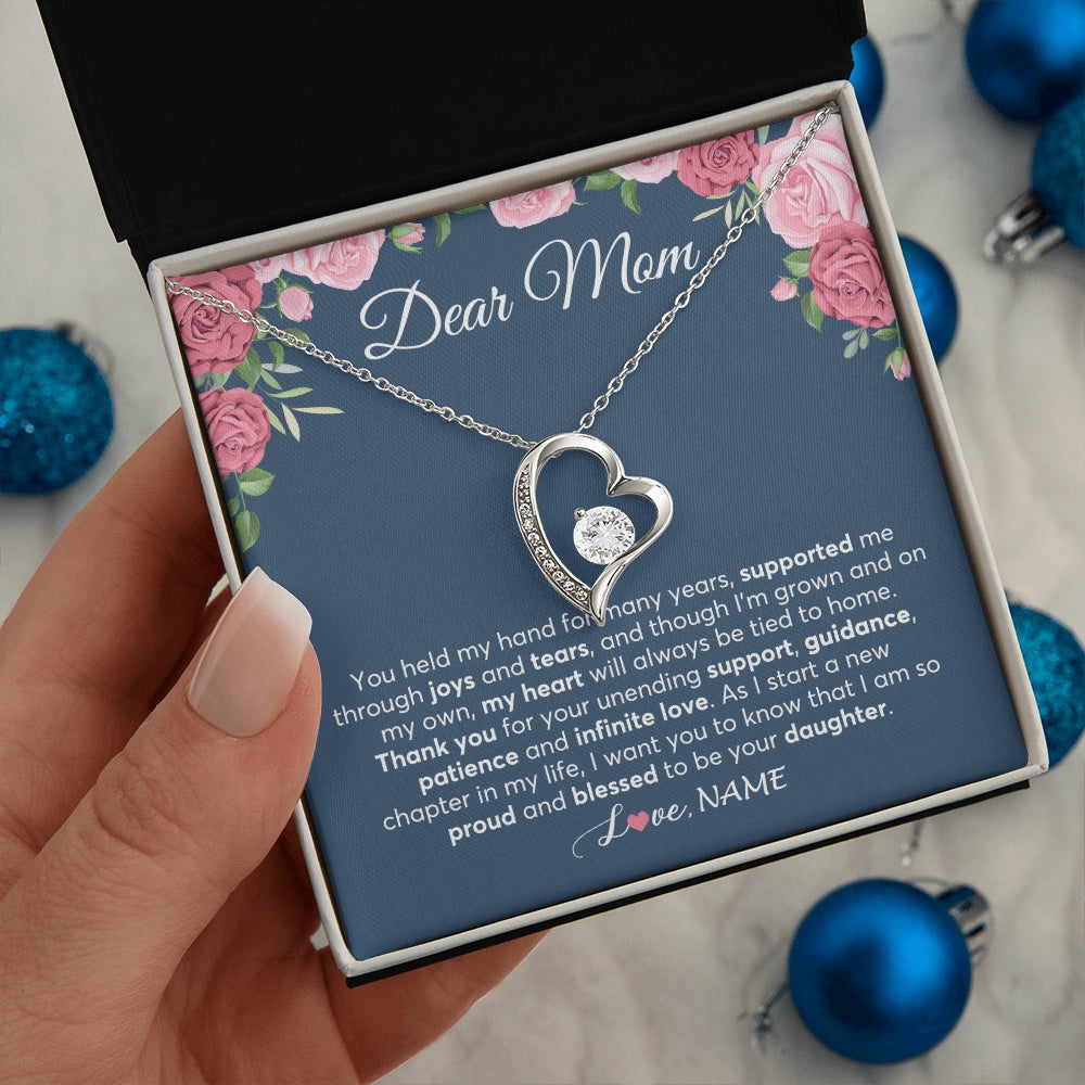 Forever Love Necklace 14K White Gold Finish | 2 | Personalized Mom Mother Of The Bride From Daughter Necklace Thank You Mother And Daughter Wedding Gifts For Mom On Wedding Day Customized Gift Box Message Card | siriusteestore.myshopify