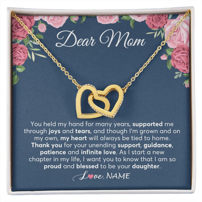Interlocking Hearts Necklace 18K Yellow Gold Finish | 1 | Personalized Mom Mother Of The Bride From Daughter Necklace Thank You Mother And Daughter Wedding Gifts For Mom On Wedding Day Customized Gift Box Message Card | siriusteestore.myshopify