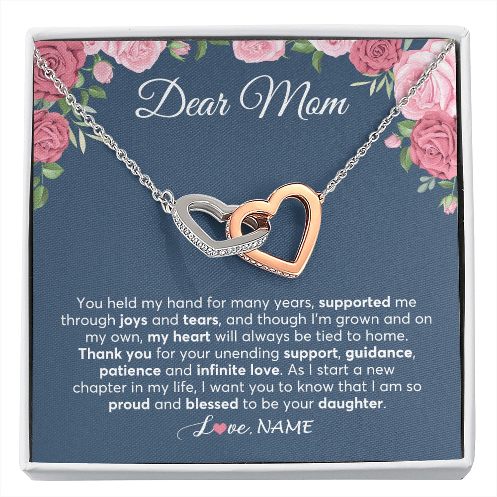 Interlocking Hearts Necklace Stainless Steel & Rose Gold Finish | 1 | Personalized Mom Mother Of The Bride From Daughter Necklace Thank You Mother And Daughter Wedding Gifts For Mom On Wedding Day Customized Gift Box Message Card | siriusteestore.myshopify