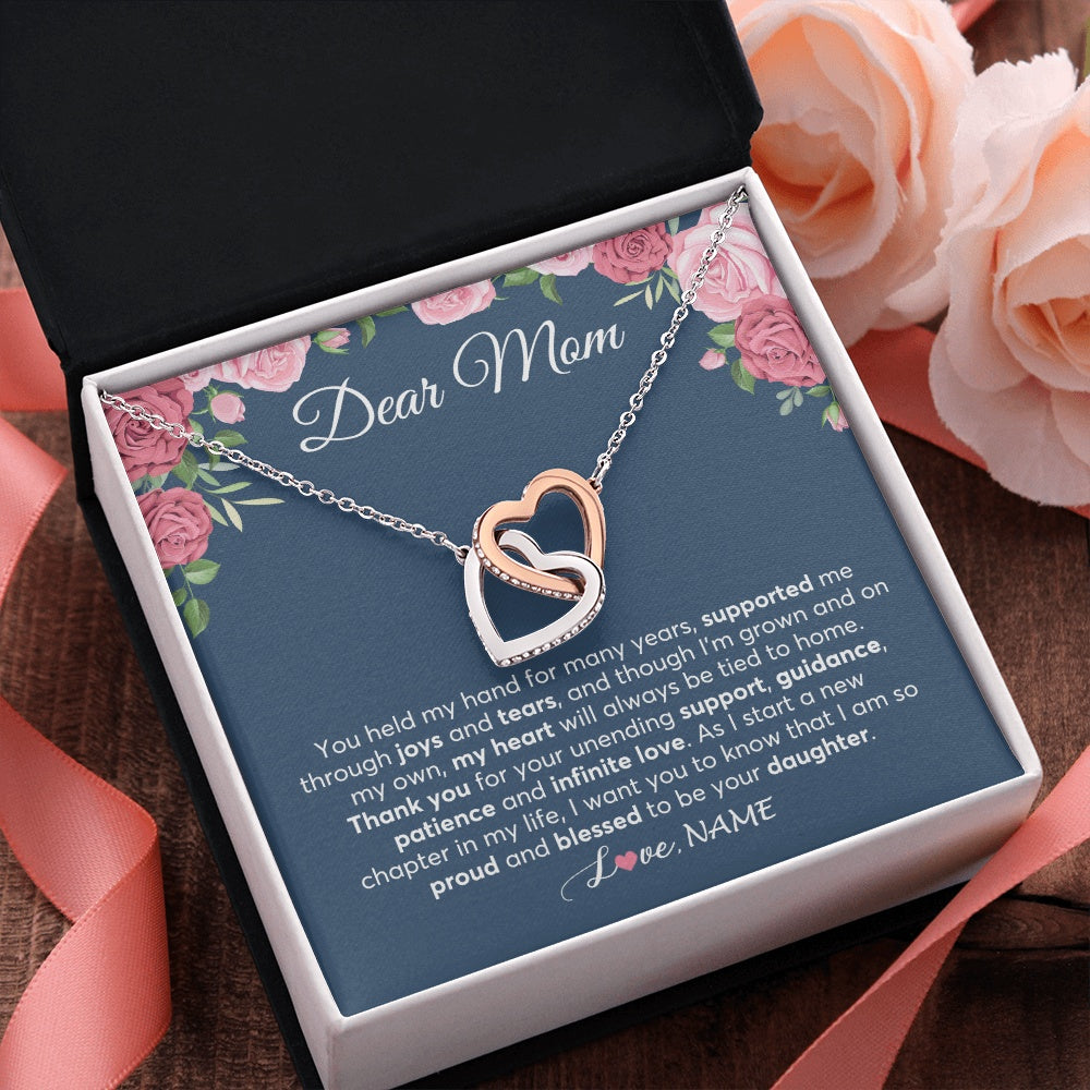 Interlocking Hearts Necklace Stainless Steel & Rose Gold Finish | 2 | Personalized Mom Mother Of The Bride From Daughter Necklace Thank You Mother And Daughter Wedding Gifts For Mom On Wedding Day Customized Gift Box Message Card | siriusteestore.myshopify