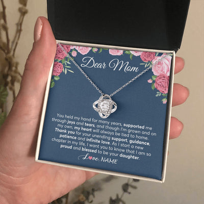 Love Knot Necklace 14K White Gold Finish | 2 | Personalized Mom Mother Of The Bride From Daughter Necklace Thank You Mother And Daughter Wedding Gifts For Mom On Wedding Day Customized Gift Box Message Card | siriusteestore.myshopify