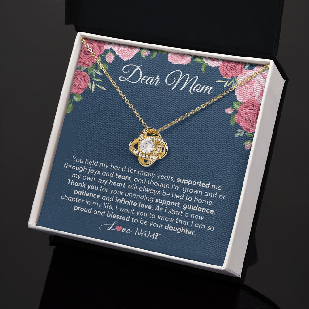 Love Knot Necklace 18K Yellow Gold Finish | 2 | Personalized Mom Mother Of The Bride From Daughter Necklace Thank You Mother And Daughter Wedding Gifts For Mom On Wedding Day Customized Gift Box Message Card | siriusteestore.myshopify