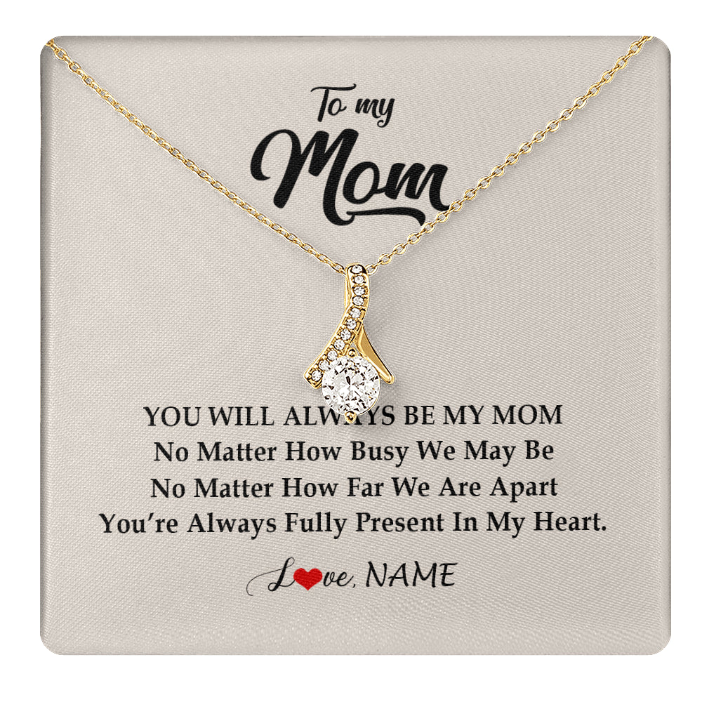 Alluring Beauty Necklace 18K Yellow Gold Finish | 1 | Personalized Mom Necklace From Daughter Son You're Always In My Heart Mom Birthday Mothers Day Christmas Jewelry Pendant Customized Gift Box Message Card | siriusteestore