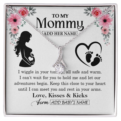 Alluring Beauty Necklace 14K White Gold Finish | 1 | Personalized Mom To Be Gift Pregnancy Gifts For Expecting Mommy Necklace For Women New Mother Present Mothers Day Jewellery Idea Custom Gift Box Message Card | https://siriusteestore.