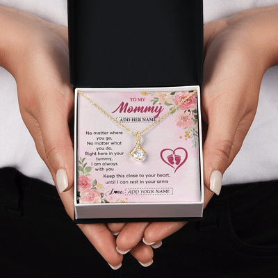 Alluring Beauty Necklace 18K Yellow Gold Finish | 2 | Personalized Mommy To Be Gift Pregnancy Gifts To My Mommy From Baby Bump Necklace Expecting Mom Gifts New Mothers Day Jewellery Custom Gift Box Message Card | https://siriusteestore.