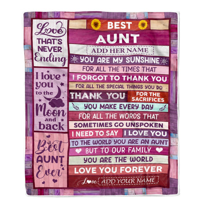 Personalized Mothers Day Blanket Gifts For Aunt From Niece Nephew Wood Best Aunt Present Birthday For Aunts Auntie Christmas Custom Fleece Throw Blanket | siriusteestore
