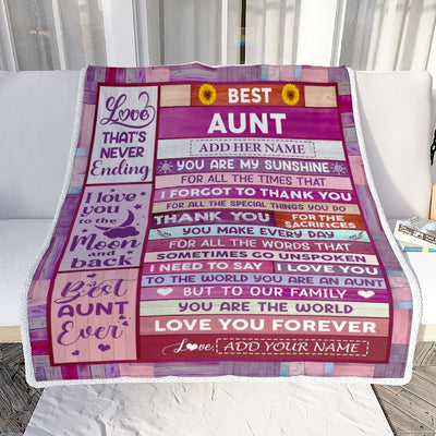 Personalized Mothers Day Blanket Gifts For Aunt From Niece Nephew Wood Best Aunt Present Birthday For Aunts Auntie Christmas Custom Fleece Throw Blanket | siriusteestore