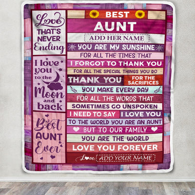 Personalized Mothers Day Blanket Gifts For Aunt From Niece Nephew Wood Best Aunt Present Birthday For Aunts Auntie Christmas Custom Fleece Throw Blanket | siriusteestore