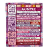 Personalized Mothers Day Blanket Gifts For Auntie From Niece Nephew Wood Best Auntie Present Birthday For Aunties Aunt Christmas Custom Fleece Throw Blanket | siriusteestore