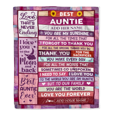 Personalized Mothers Day Blanket Gifts For Auntie From Niece Nephew Wood Best Auntie Present Birthday For Aunties Aunt Christmas Custom Fleece Throw Blanket | siriusteestore