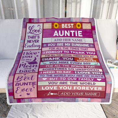 Personalized Mothers Day Blanket Gifts For Auntie From Niece Nephew Wood Best Auntie Present Birthday For Aunties Aunt Christmas Custom Fleece Throw Blanket | siriusteestore