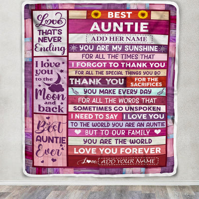 Personalized Mothers Day Blanket Gifts For Auntie From Niece Nephew Wood Best Auntie Present Birthday For Aunties Aunt Christmas Custom Fleece Throw Blanket | siriusteestore