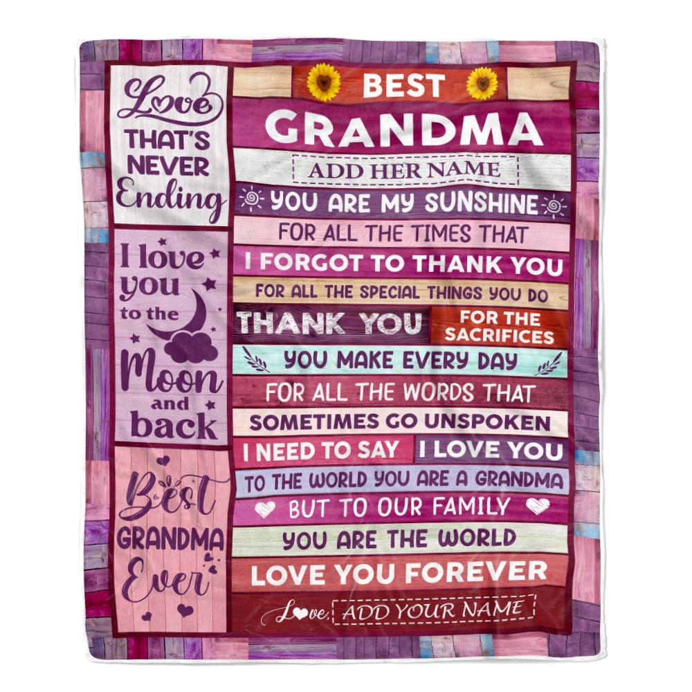 Personalized Mothers Day Blanket Gifts For Grandma From Granddaughter Grandson Wood Best Grandma Present Birthday For Grandmother Christmas Fleece Blanket | siriusteestore
