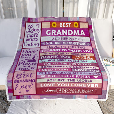 Personalized Mothers Day Blanket Gifts For Grandma From Granddaughter Grandson Wood Best Grandma Present Birthday For Grandmother Christmas Fleece Blanket | siriusteestore