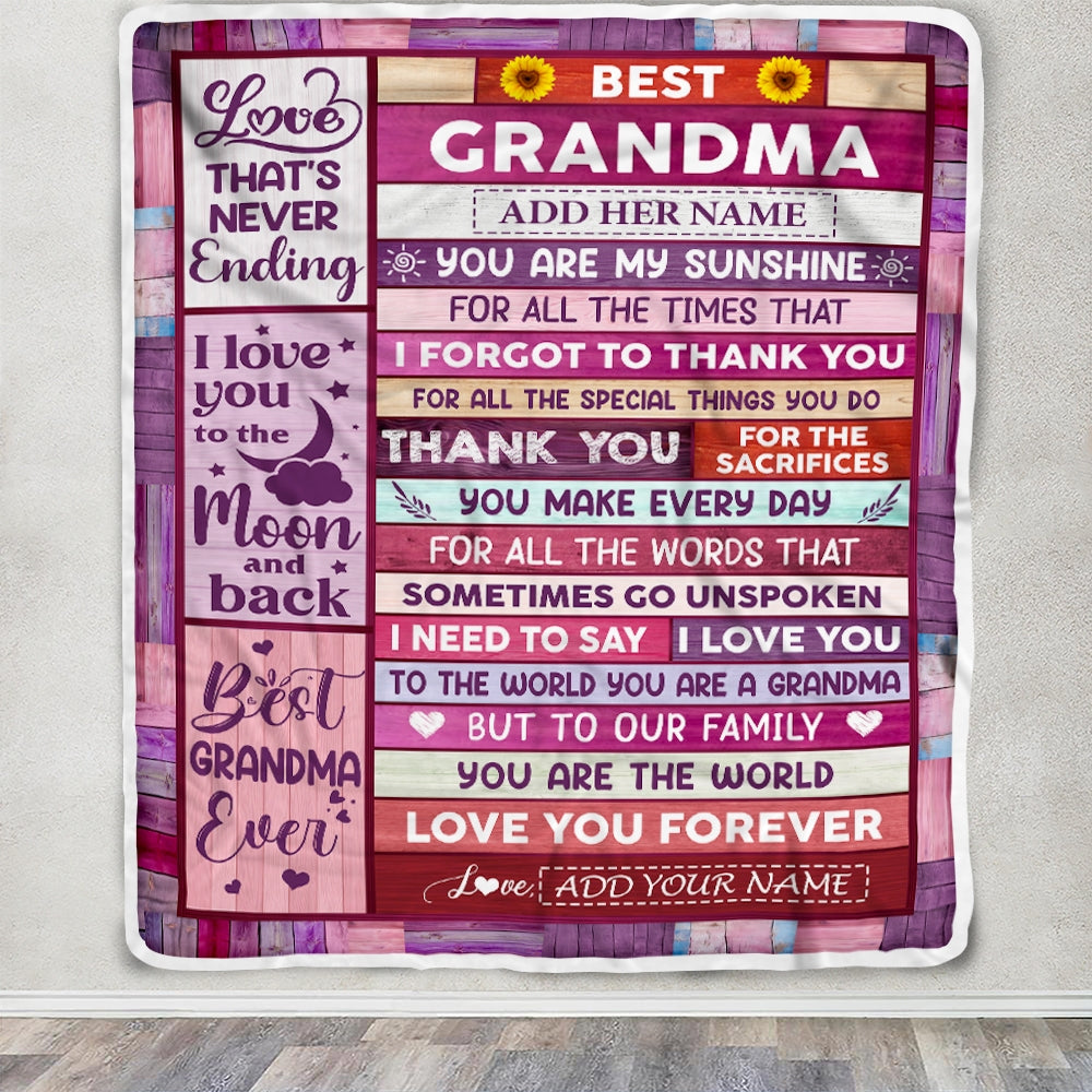 Personalized Mothers Day Blanket Gifts For Grandma From Granddaughter Grandson Wood Best Grandma Present Birthday For Grandmother Christmas Fleece Blanket | siriusteestore