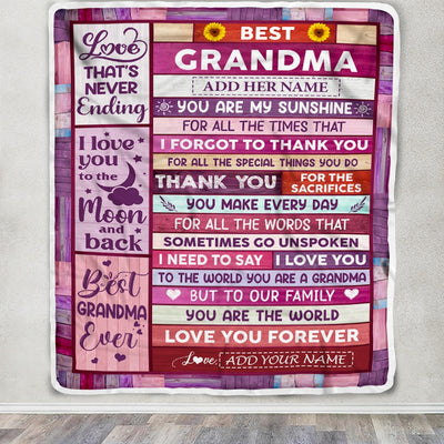 Personalized Mothers Day Blanket Gifts For Grandma From Granddaughter Grandson Wood Best Grandma Present Birthday For Grandmother Christmas Fleece Blanket | siriusteestore
