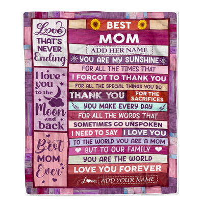 Personalized Mothers Day Blanket Gifts For Mom From Daughter Son Wood Best Mom Present Birthday For Moms Mother Christmas Custom Fleece Throw Blanket | siriusteestore