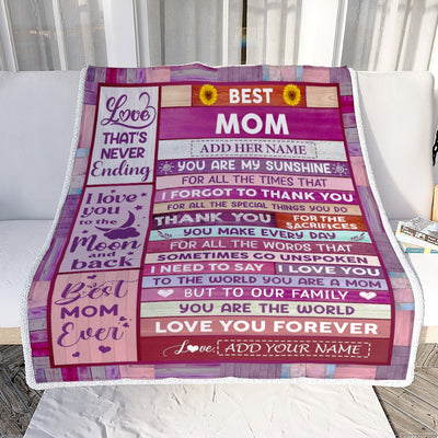 Personalized Mothers Day Blanket Gifts For Mom From Daughter Son Wood Best Mom Present Birthday For Moms Mother Christmas Custom Fleece Throw Blanket | siriusteestore